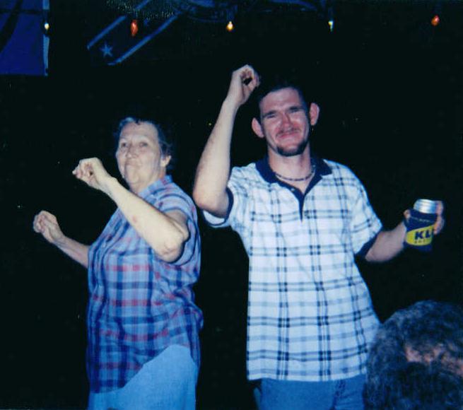 my grandma & Mikey [brother-in-law], '01...figure out which is insane & which is drunk