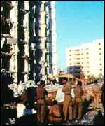 Bomb damage at US military complex in Dhahran