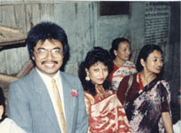 Raju, Sumitra & Sita during Raju's marriage in Bijeshwari temple, Kathmandu, Nepal in August 1992 1994