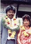 Raju & Sumitra in marriage ceremony in Bijeshwari temple, Kathmandu, Nepal in August 1992