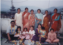 Sumitra and her family in New Road, Kathmandu, Nepal in April 2000