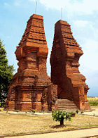 Wringin Lawang, the 15.5 meter tall  red brick split gate. Located at Jatipasar, Trowulan, Mojokerto, East Java. Believed to be the entrance of an important compound in Majapahit capital.