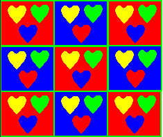 PICTURE OF COLORFUL HEARTS IN WINDOW
