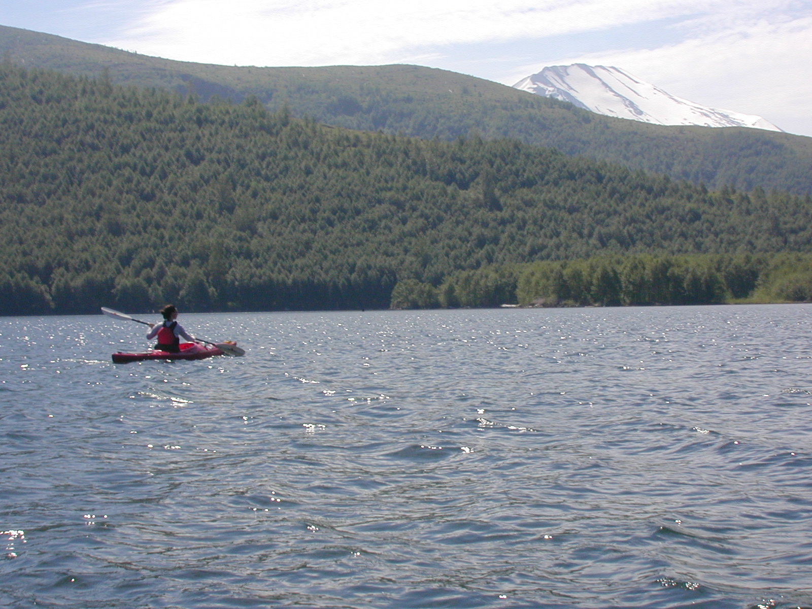Me kayaking on Coldwater Lake with Mt. St. Helens in the background!
