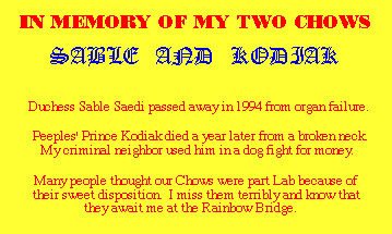 In Memory of Sable and Kodiak