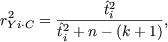 r2   = ------^t2i------,
 Yi.C   ^t2i + n- (k+ 1)
