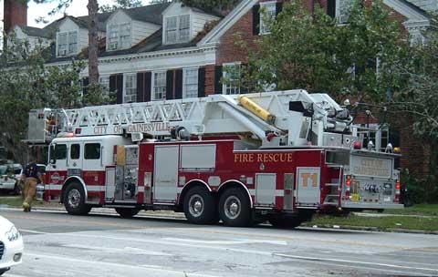 Yay! Responding to an emergency! At a frat house... no, no fire. Just the aftermath from a hurricane party.