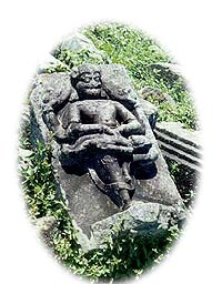 The granite Narasimha statue at Bamuni hill, Tezpur.
