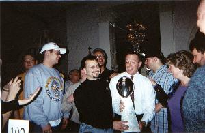 Roost #41 members with Lombardi Trophy and David Modell at the 2001 Council Bullroast 