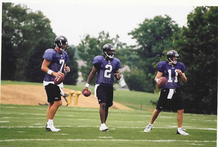 Ravens QBs Chris Redman, Anthony Wright and Grant Noel throw.