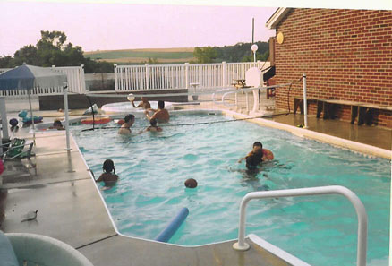Time for a game of volleyball in the pool.