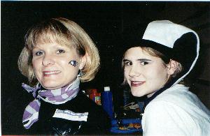 Roost member Wendy Ensig and guest have their game faces on