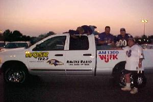 Roost #41 members celebrate WQSR Radio 'Best Tailgate Award' at Ravens Stadium at Monday Night Football game in September 2002