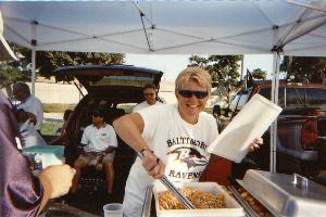 Roost member Peggy Brandt prepares a tasty dish