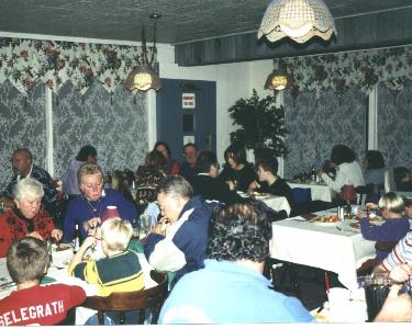 Members and guests enjoy the buffet dinner at the Cove