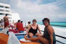 Chrissy & Ruth lounging at the pool - ready for the 1,2,3