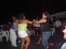 The return ride on the party boat consisted of more drinking and dancing, as demonstrated by Chrissy & Ruth.