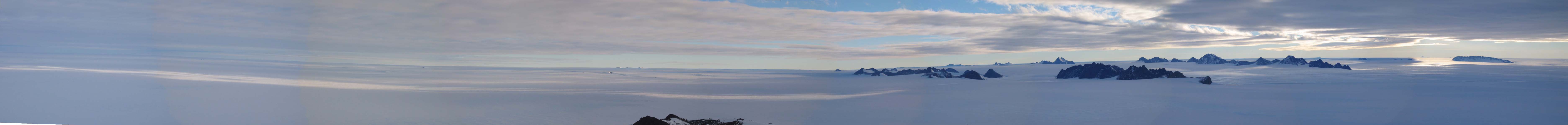 Panorama of the Ice Plateau from Mt Henderson, East Antarctica
