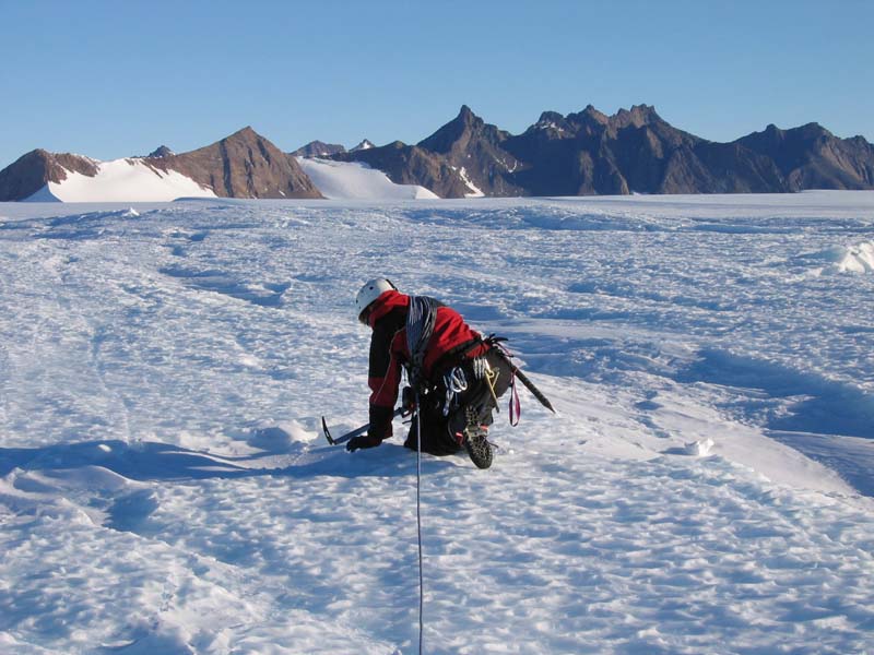 Checking Snow for a Crevasse, Ice Plateau, East Antarctica