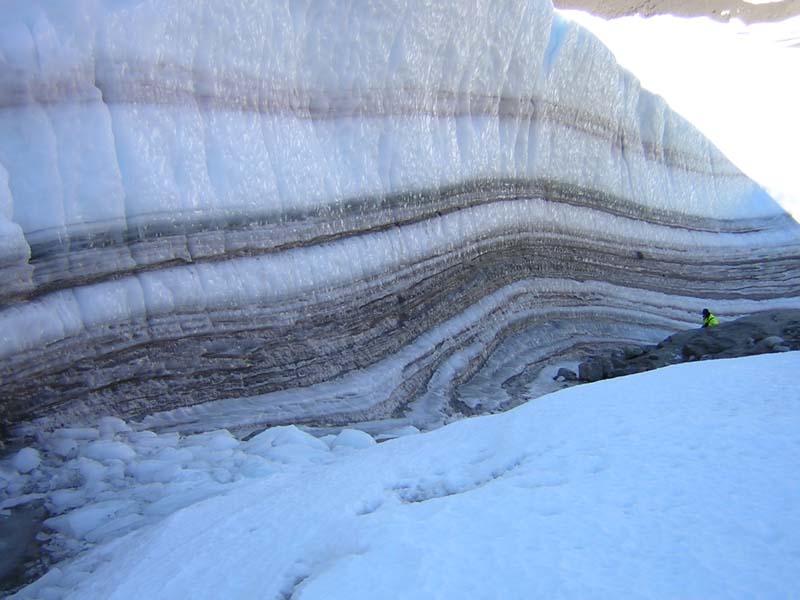 Moraine lines embedded in Fearn Hill Glacier, East Antarctica