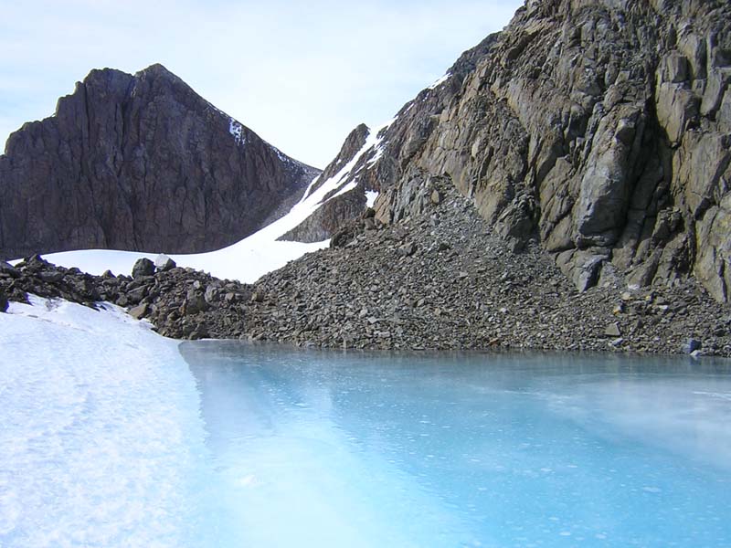 Refrozen Melt Lake below Rumdoodle Peak, East Antarctica