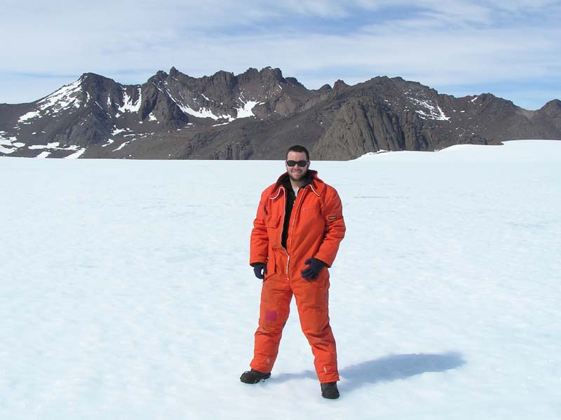 Me in front of the North Masson Mountain Range, Ice Plateau, East Antarctica