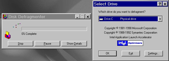 Defragmenter Dialog box