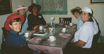 7 Red Hatters and 4 Pink Hatters for first gathering.&nbsp; Even the youngsters want to have fun!