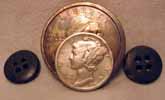 coins and metal buttons