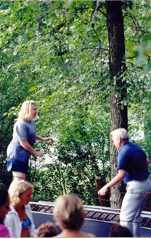 Julie & Dad on the trampoline at my wedding