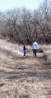 O and T from a pasture to the woods behind Stone House, KSU, Sunday, Feb 6...