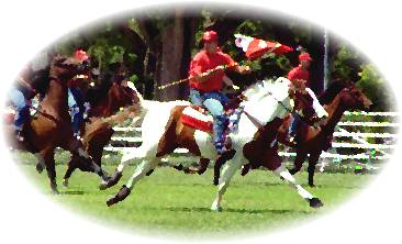 the mounted color guard at Fort Riley charges after practicing for a parade Wednesday...