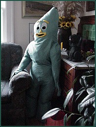 the Gumby costume made for Owen's seventh Halloween remains a favorite, so we drag him out and stuff him year after year...