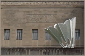 This inscription on the Nelson-Atkins Museum in KC reads:'The soul has greater need of the ideal than of the real.' An Oldenburg shuttlecock speaks for itself. Well, ideally.