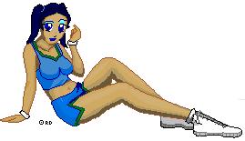 not sure if she's indicating to think or about to scratch her head.&nbsp; This is also my first attempt at a short skirt on someone not standing