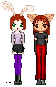 first attempt at drawing myself and Lawrie...as animorphs?!&nbsp; Bases from Miniature Reality