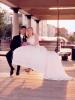 Bride and Groom on Swing at Waterfront Park