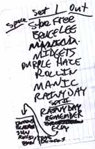 Halloween Cue Sheet black sharpie on Notebook paper