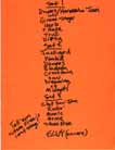 Cuesheet from December 1, 2000 black sharpie on orange paper