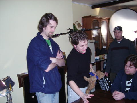 Darren Bolton directing Dan the puppeteer