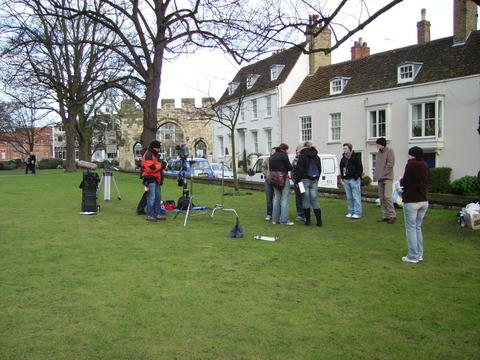 A cold crew shooting at Lincoln Cathedral