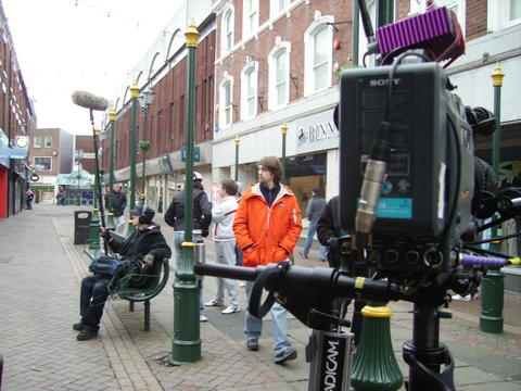 Filming on a Sunday morning in Grimsby's, Victoria Street