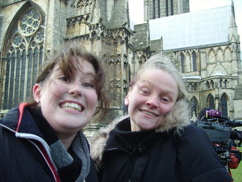 Niki Hobson (1AD) & Helen Prowse all smiles on location