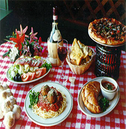 table with Italian dinner