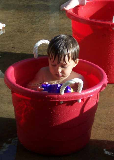 Christian in his "pool."