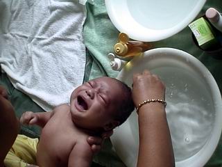 taking a bath
