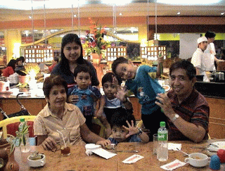 at Dad's restaurant in SM Megamall with lola nel, mama, josh, kyle and ninong