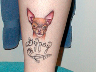My newest Tattoo of Gypsy, our red Chihuahua