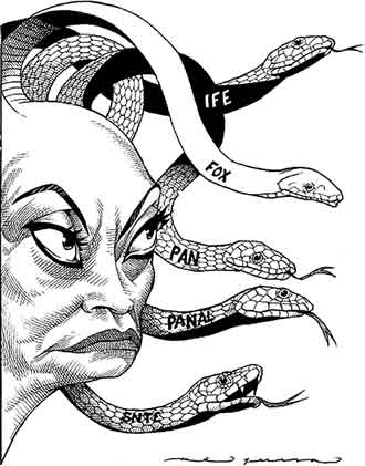 "Medusa magisterial", de Helguera. La Jornada, 29 de julio de 2006.
