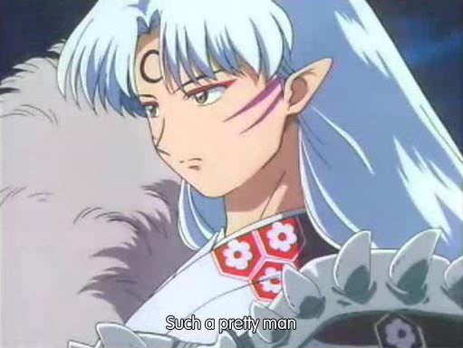 Yeah, it's not the best picture of Sesshoumaru-sama, and it's a little fuzzy, but the subtitle illustrates my point.&nbsp; Kagura makes many good points, and this is certainly one of them...